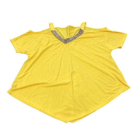 YELLOW COLD SHOULDER BLOUSE 227 EXCELLENT CONDITION XXL