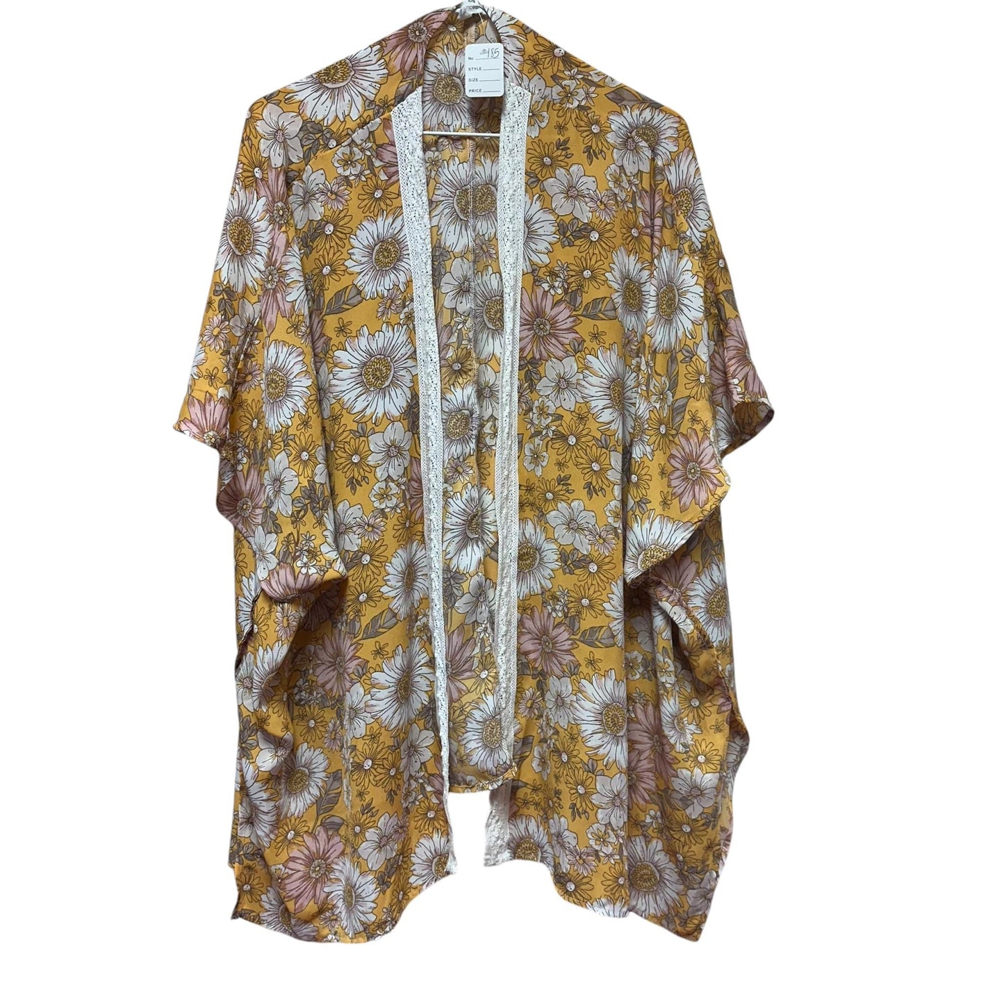 MAURICES MUSTARD YELLOW FLORAL KIMONO - ONE SIZE - 185