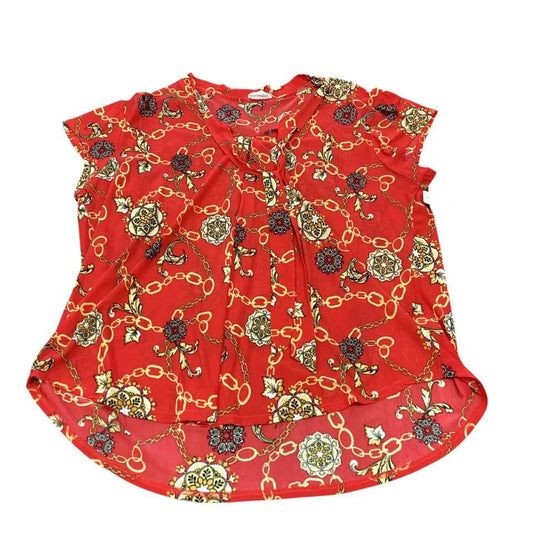 SIREN LILY RED CHAINLINK MESH BLOUSE 227 3X