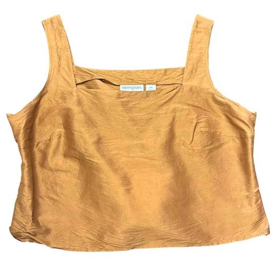 VINTAGE BLOOMINGDALES BROWN SILK BLOUSE 100 SZ 24