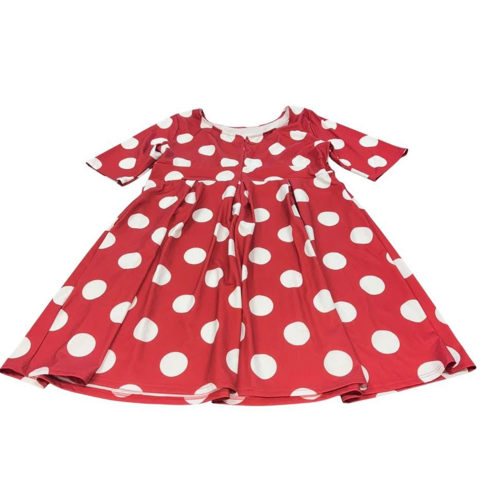 RED WHITE POLKA DOT FIT FLARE DRESS 56 FITS 4X