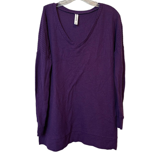 ZENANA PREMIUM PURPLE WAFFLE KNIT TUNIC - SMALL - 160