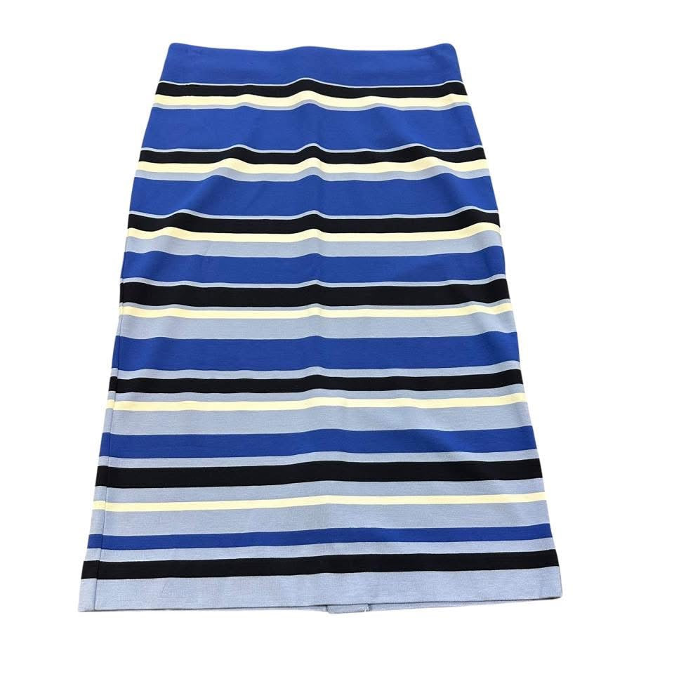 ANN TAYLOR BLUE STRIPED KNEE LENGTH SKIRT 100 SZ 8