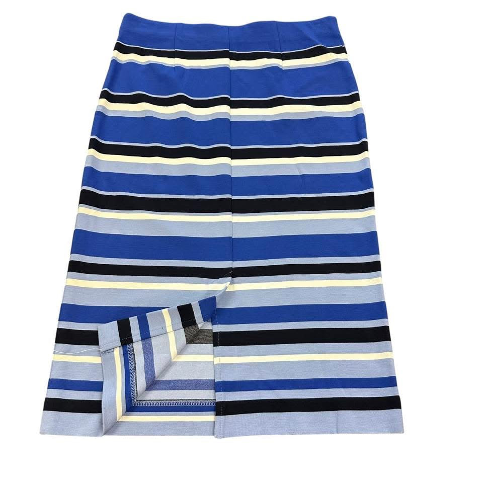 ANN TAYLOR BLUE STRIPED KNEE LENGTH SKIRT 100 SZ 8