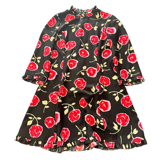 KATE SPADE BLACK ROSE FLORAL DRESS 100 SZ 8