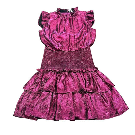 TCEC PURPLE SMOCKED WAIST METALLIC DRESS MEDIUM