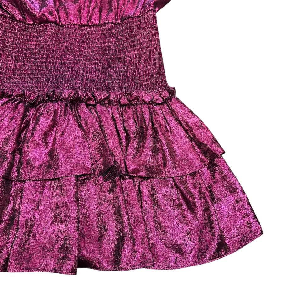 TCEC PURPLE SMOCKED WAIST METALLIC DRESS MEDIUM