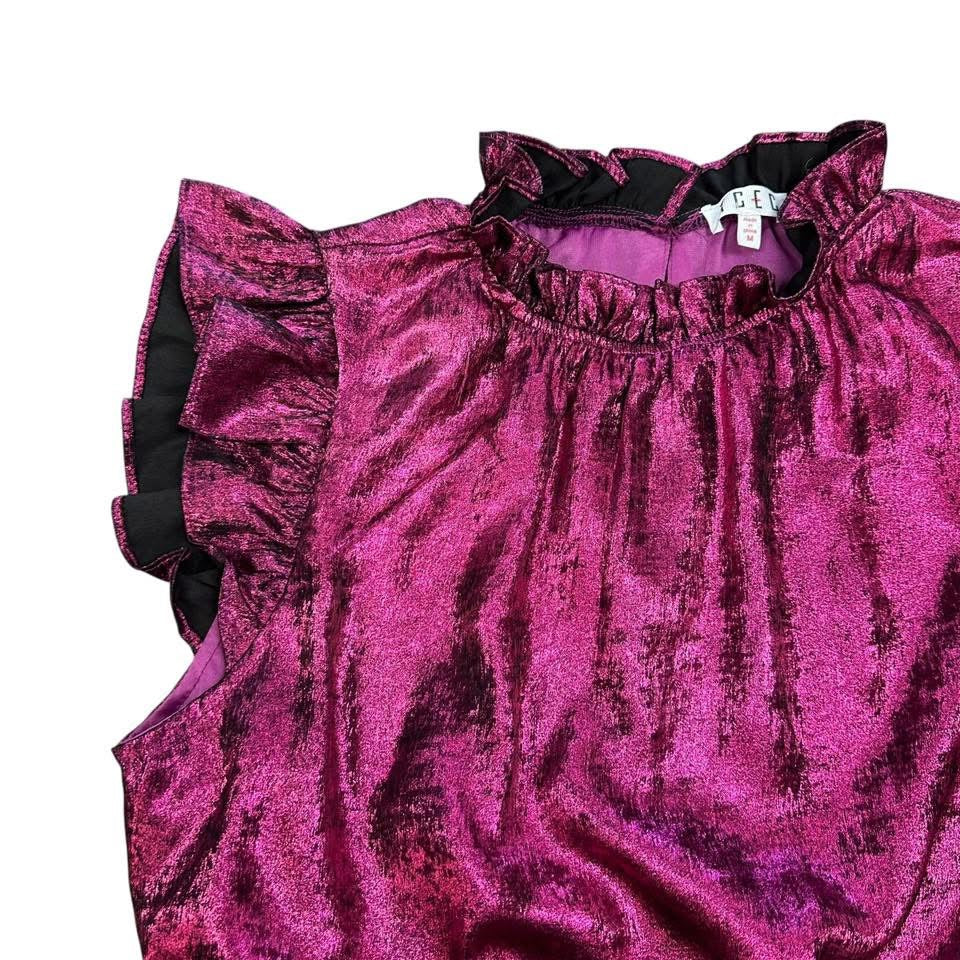 TCEC PURPLE SMOCKED WAIST METALLIC DRESS MEDIUM