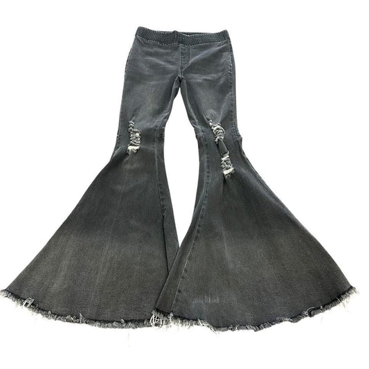 TURQUOISE HAVEN BLACK PULL ON FLARE JEANS 100 MEDIUM