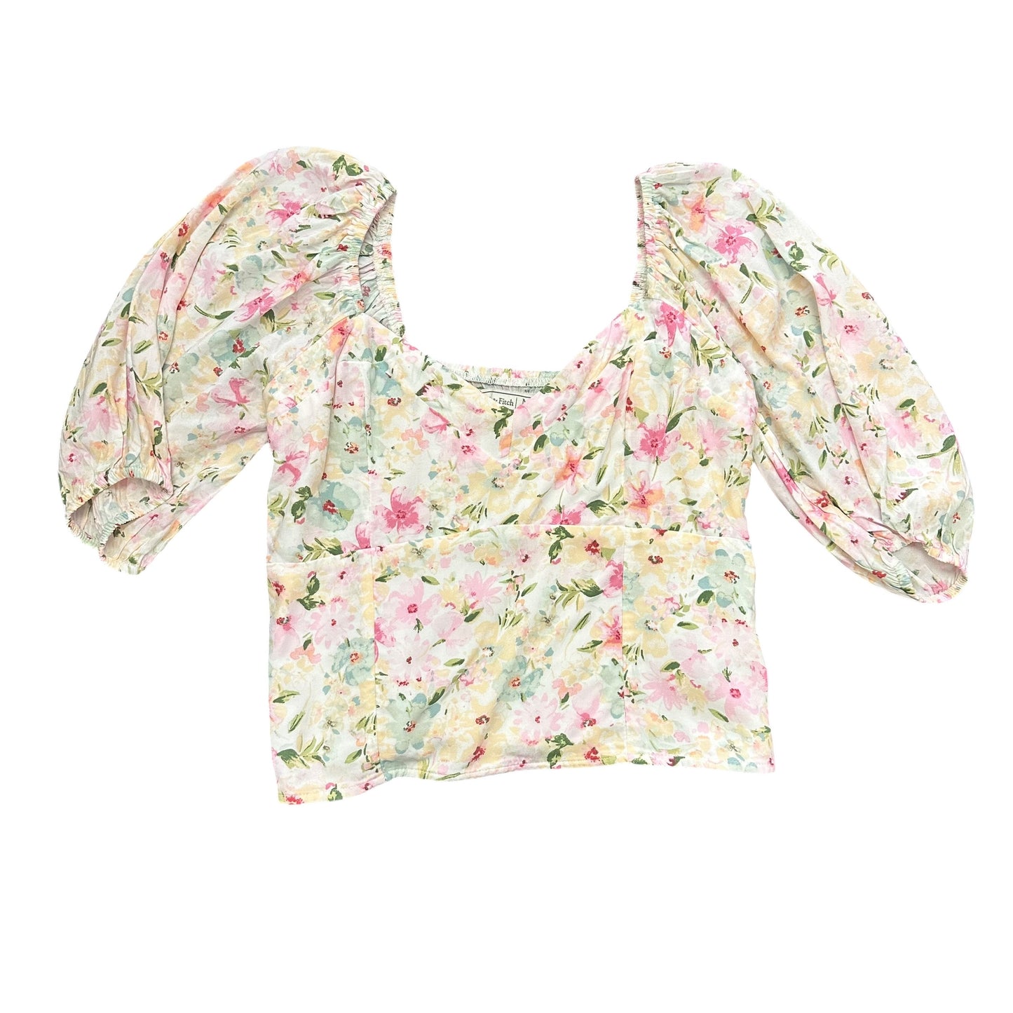 ABERCROMBIE & FITCH FLORAL SMOCKED BLOUSE 122 MEDIUM