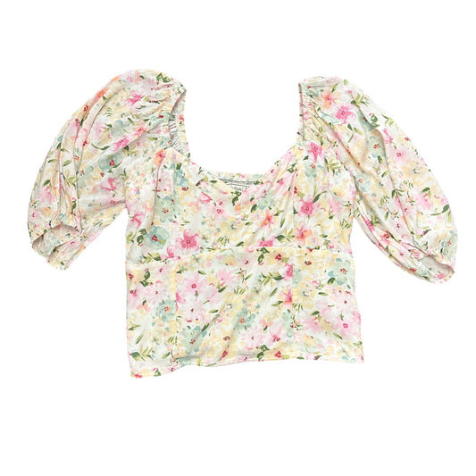 ABERCROMBIE & FITCH FLORAL SMOCKED BLOUSE 122 MEDIUM