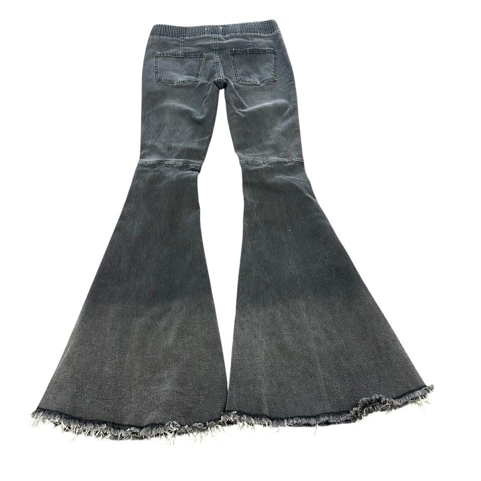 TURQUOISE HAVEN BLACK PULL ON FLARE JEANS 100 MEDIUM