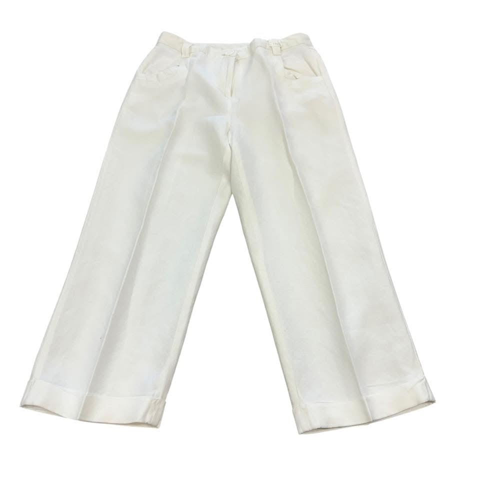 DAVID N LINEN BLEND CROPPED PANTS 84 Sz 8