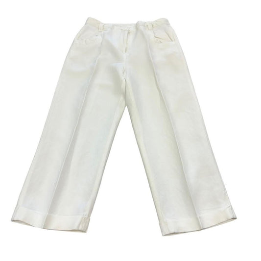 DAVID N LINEN BLEND CROPPED PANTS 84 Sz 8