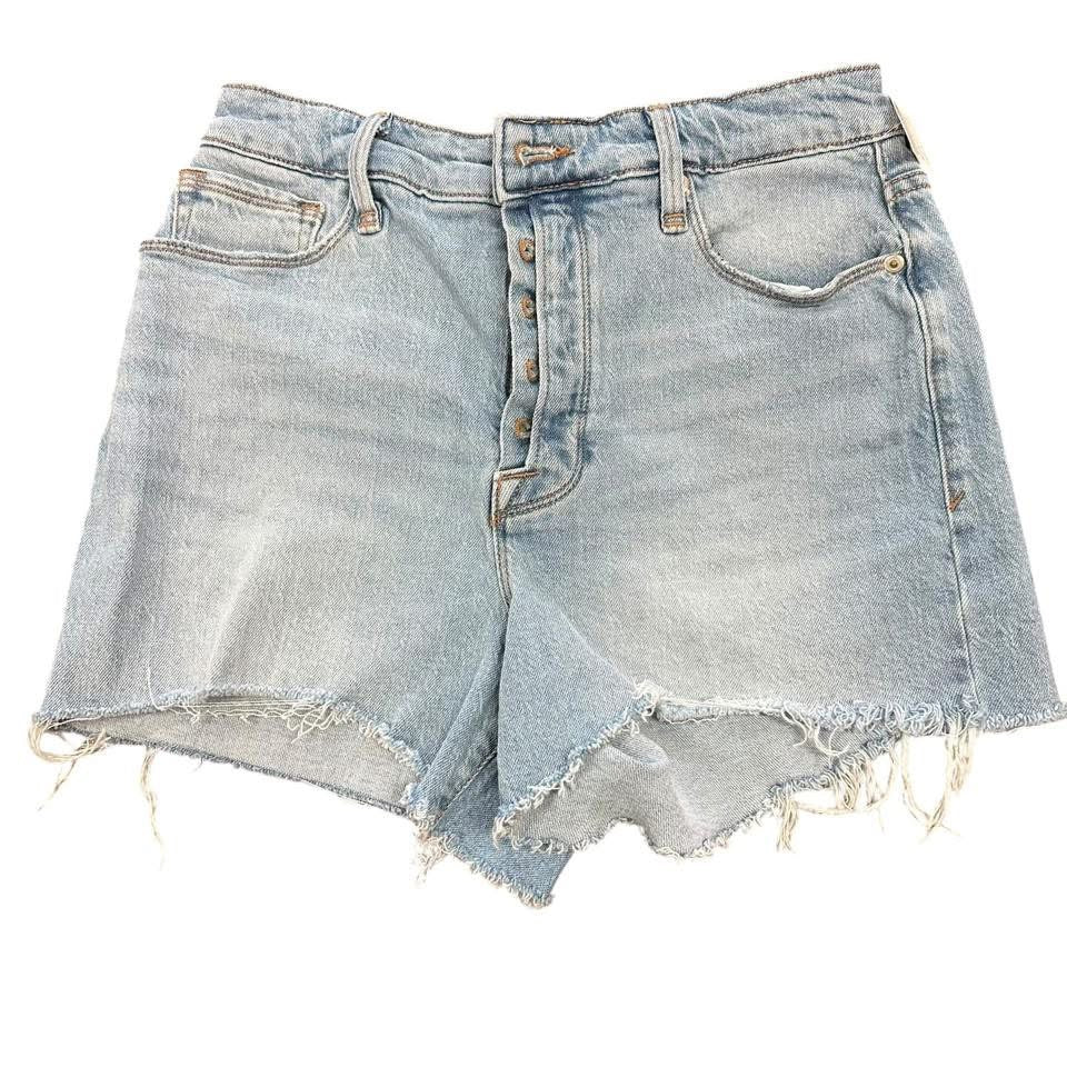 GOOD AMERICAN INDIGO BLUE HIGH WAISTED JEAN SHORTS 143 Sz 8/29