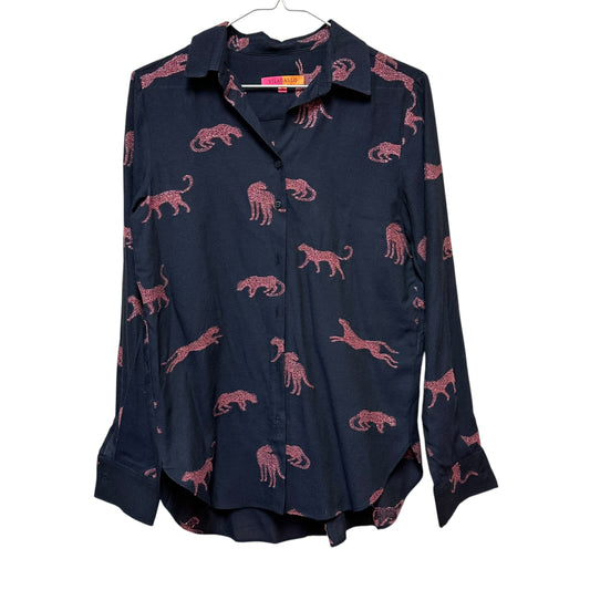 VILAGALLO NAVY PINK LEOPARD BUTTON UP - SMALL/36 - 100