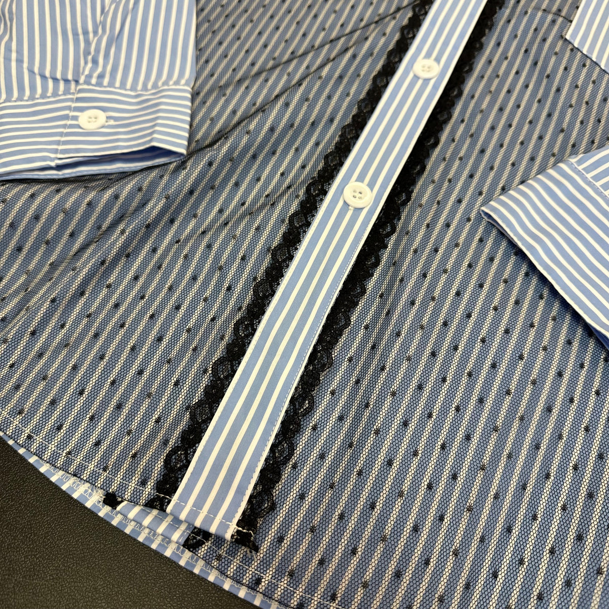 LC LIZETTE COLLECTION BLUE WHITE STRIPED BUTTON UP BLOUSE NWT 289 MEDIUM