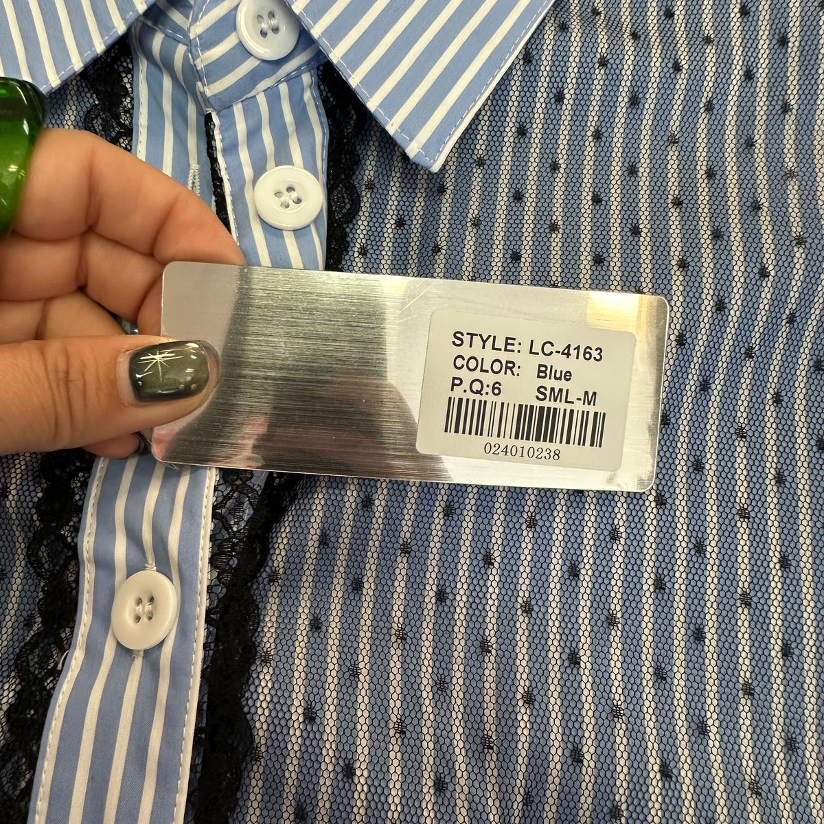 LC LIZETTE COLLECTION BLUE WHITE STRIPED BUTTON UP BLOUSE NWT 289 MEDIUM