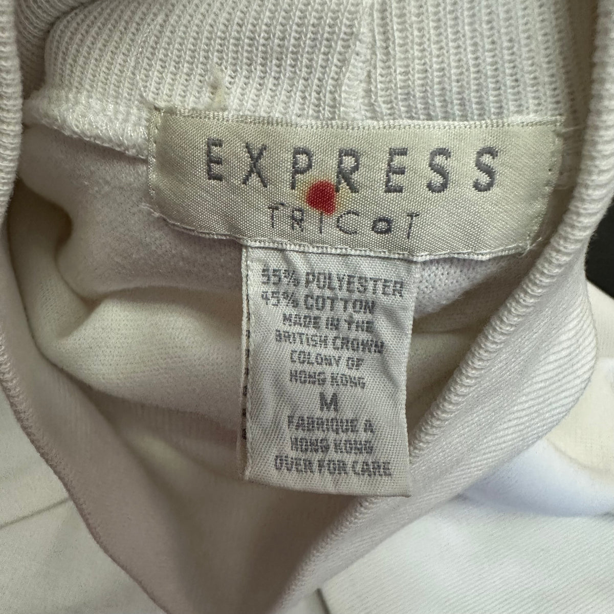 EXPRESS TRICOT 90S VINTAGE WHITE MOCKNECK TOP 289 MEDIUM