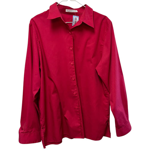 FOXCROFT RED BUTTON UP - SZ 14 - 100