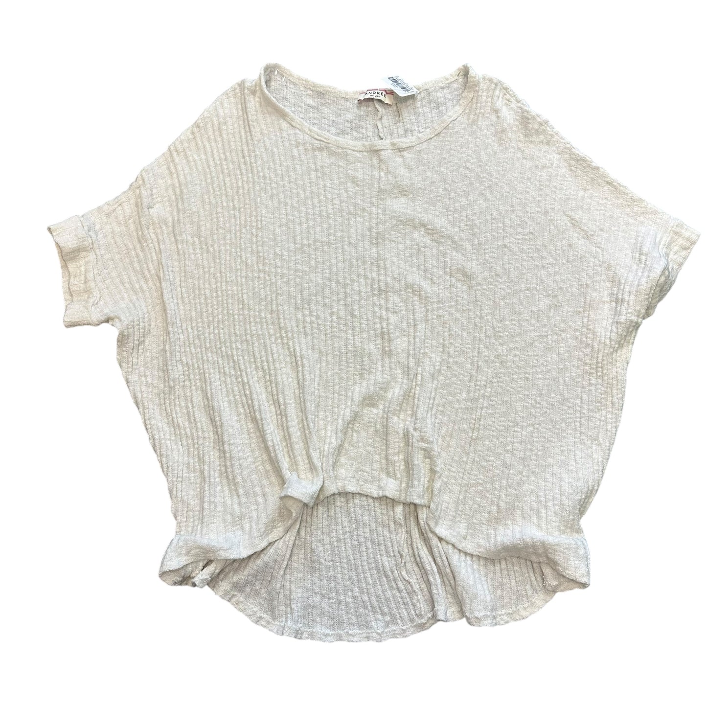 ANDREE WHITE RIBBED KNIT TOP - MEDIUM - 191