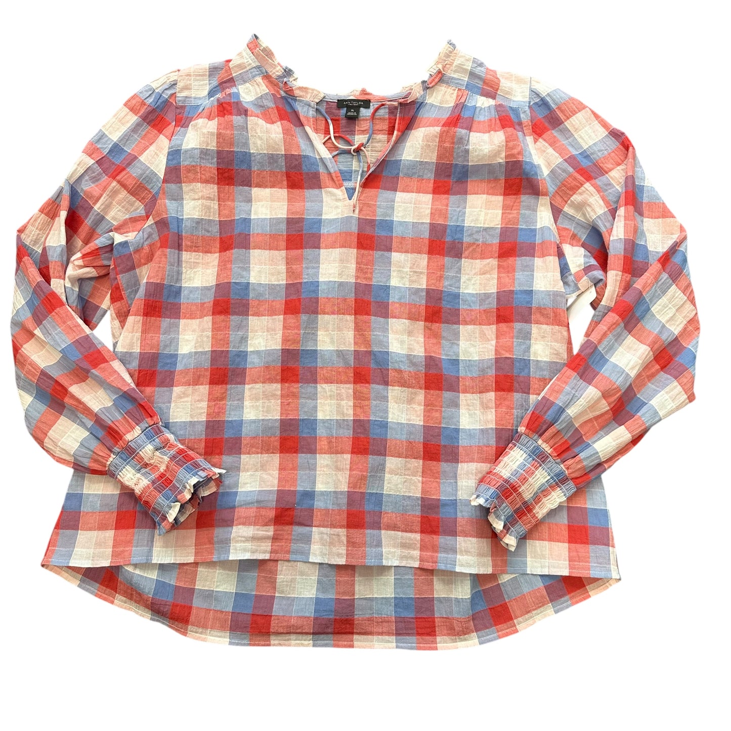 ANN TAYLOR PLAID LONG SLEEVE TOWN - XL - 36