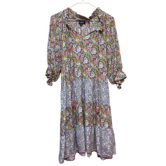 GIGIO COLORFUL FLORAL MIDI DRESS - MEDIUM - 120