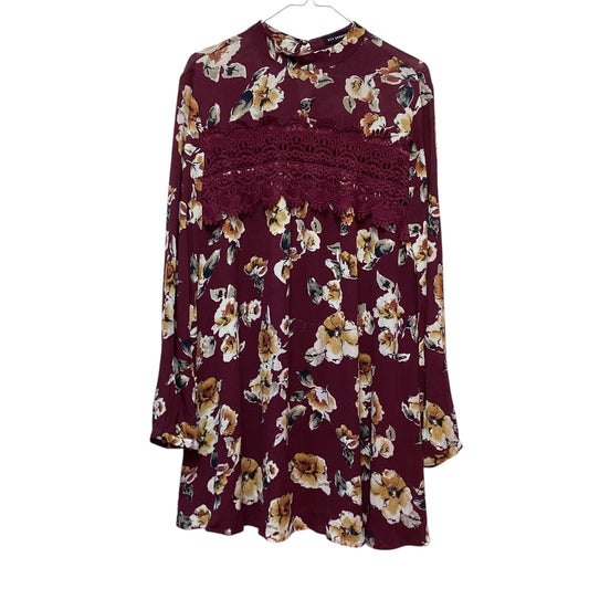 BLU PEPPER MAROON FLORAL SWING DRESS - LARGE - 120