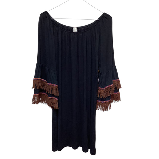 LILYPAD BLACK DRESS W SUEDE FRINGE SLEEVES -3XL - 120