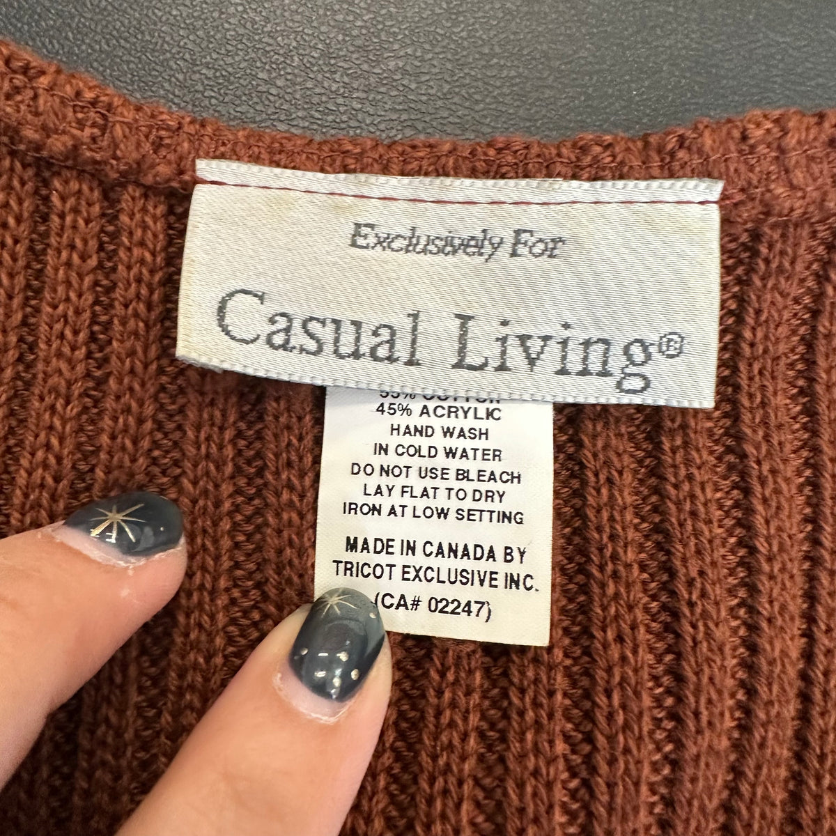 CASUAL LIVING VINTAGE BROWN KNIT RIBBED CARDIGAN  289 XL