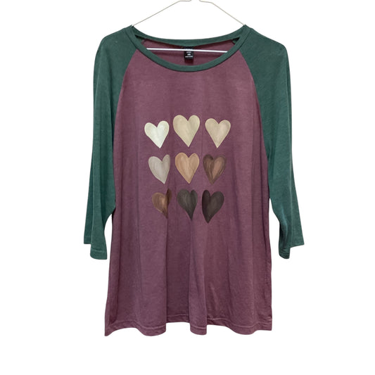 SHEIN CURVE HEART 3/4 SLEEVE TOP - 1XL - 36