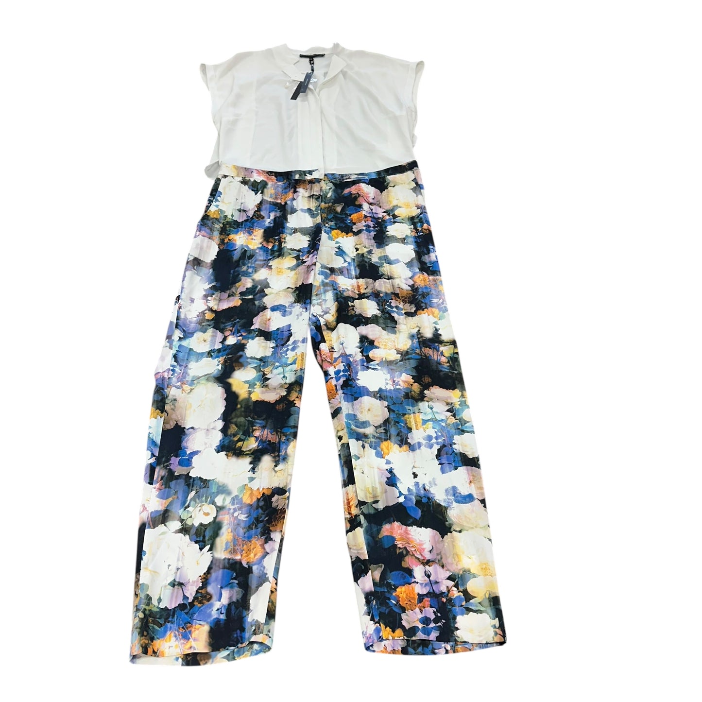 ROBERT RODRIGUEZ FLORAL BEIGE JUMPSUIT 100 NWT SZ 14