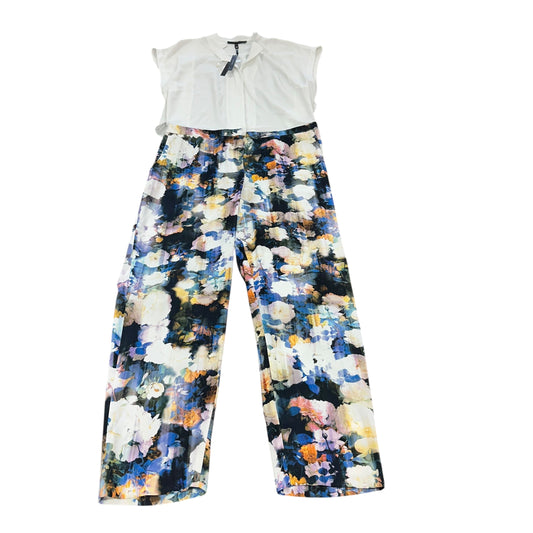 ROBERT RODRIGUEZ FLORAL BEIGE JUMPSUIT 100 NWT SZ 14
