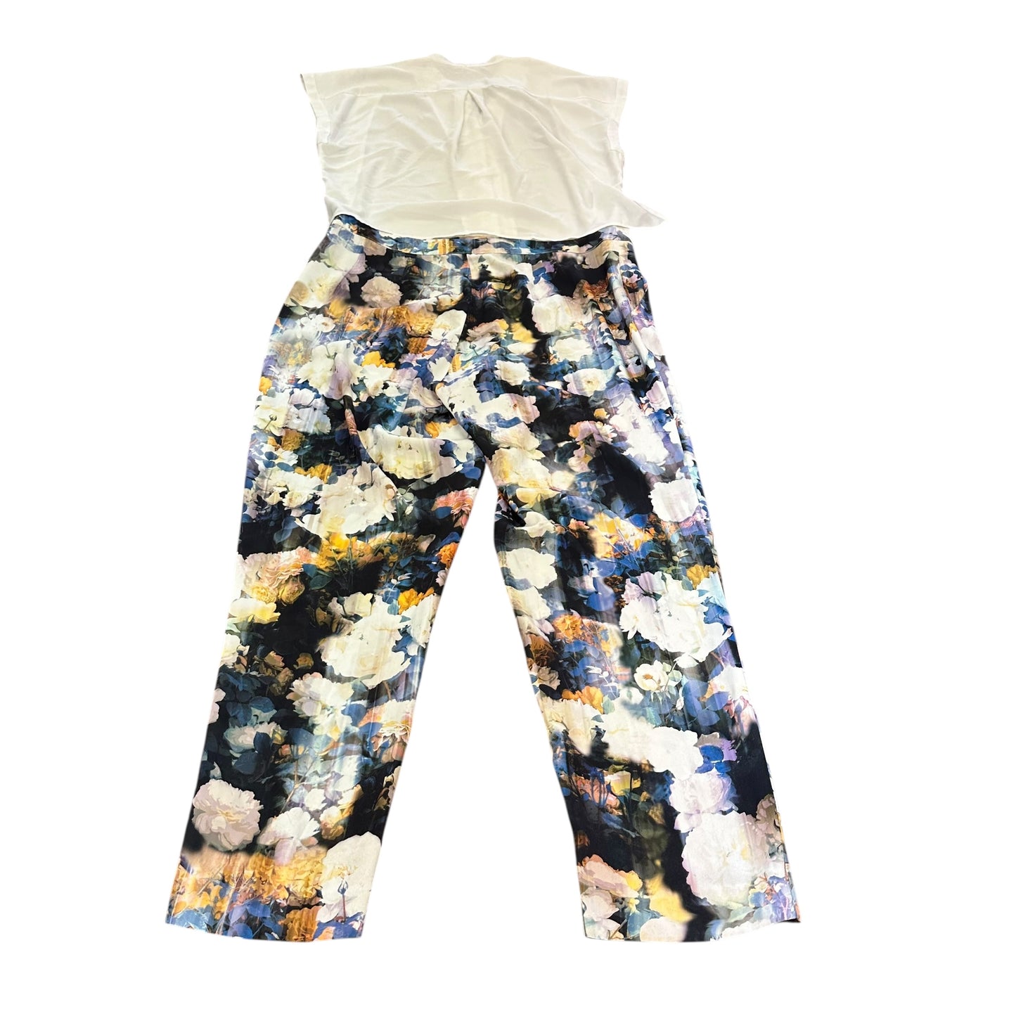 ROBERT RODRIGUEZ FLORAL BEIGE JUMPSUIT 100 NWT SZ 14