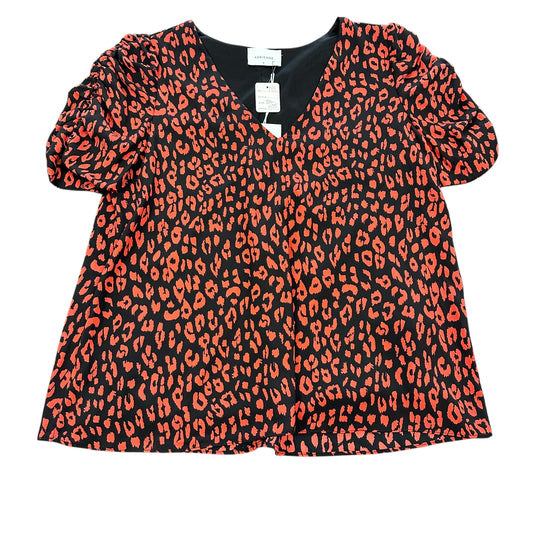 ADRIENNE RED BLACK ANIMAL PRINT BLOUSE NWT 143 SMALL