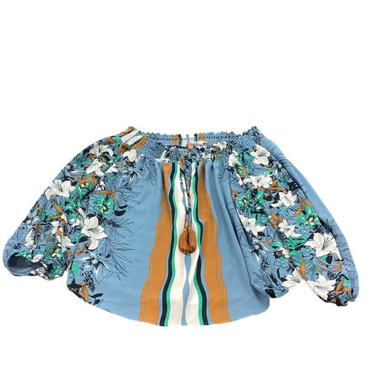 LORALETTE BLUE FLORAL BLOUSE 118 2X