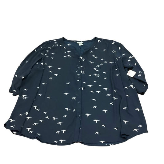 CATHERINES NAVY BIRD BLOUSE 227 3X