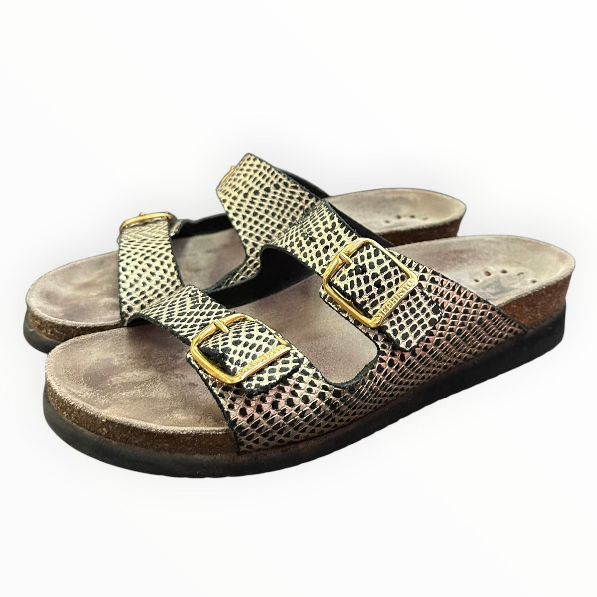 MEPHISTO HARMONY SANDALS SNAKESKIN EMBOSSED 255 SZ 37 / 7