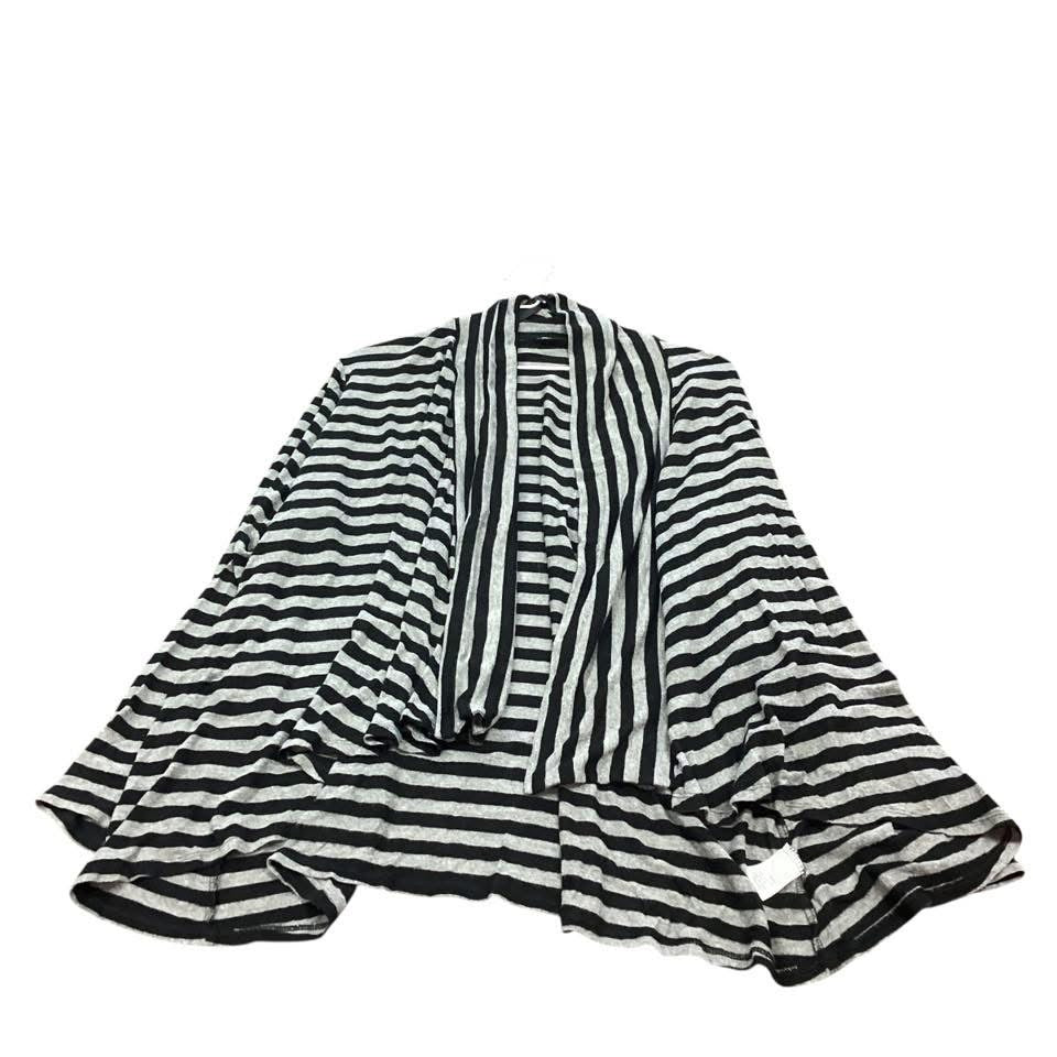 APT9 BLACK GRAY STRIPED OPEN CARDIGAN 1X