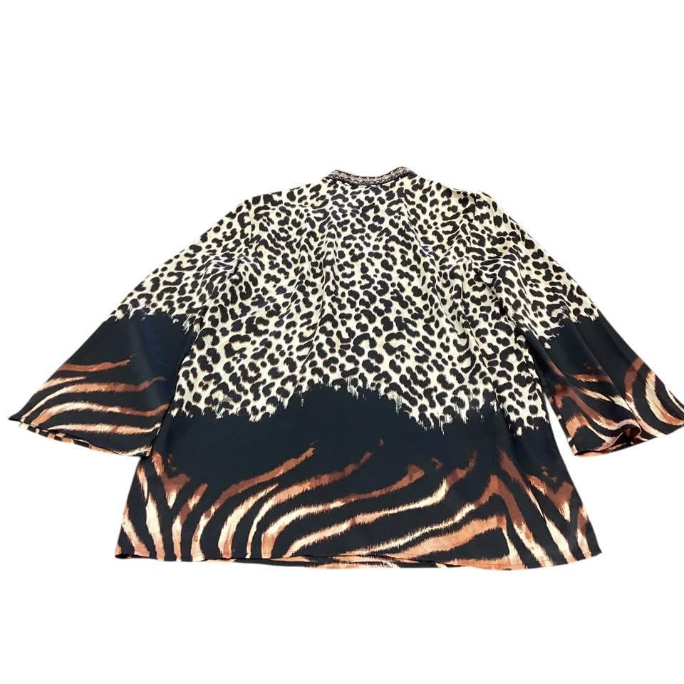 CHICOS ANIMAL PRINT TUNIC BLOUSE 228 Sz 8/10