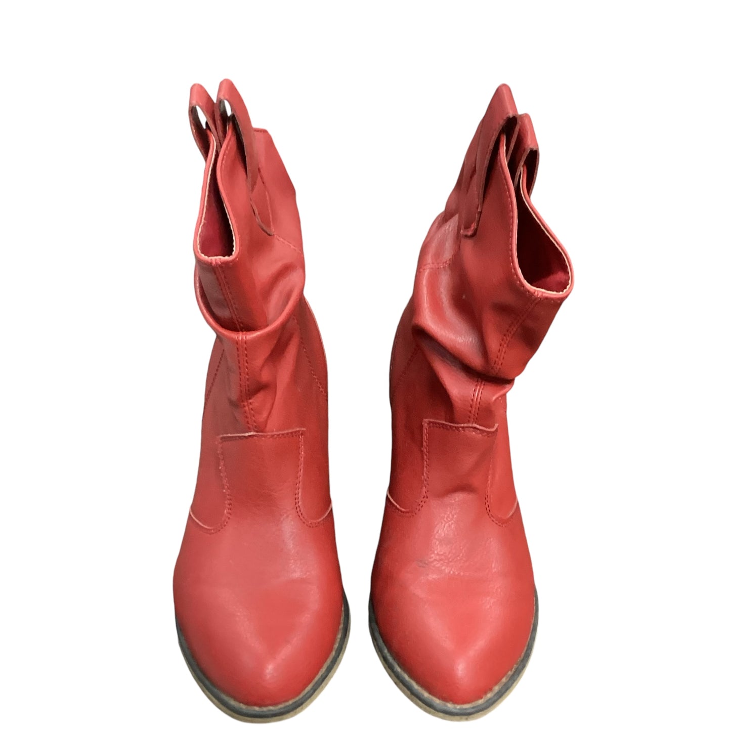 RED FAUX LEATHER BOOTS - 140  SZ 7 $16.99