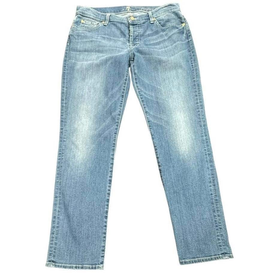 SEVEN FOR MANKIND JOSEFINA SKINNY BOYFRIEND BLUE DENIM JEANS 100 Sz 27