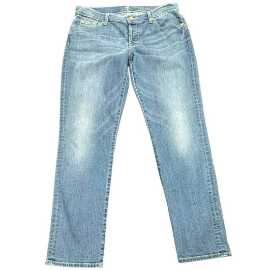 SEVEN FOR MANKIND JOSEFINA SKINNY BOYFRIEND BLUE DENIM JEANS 100 Sz 27