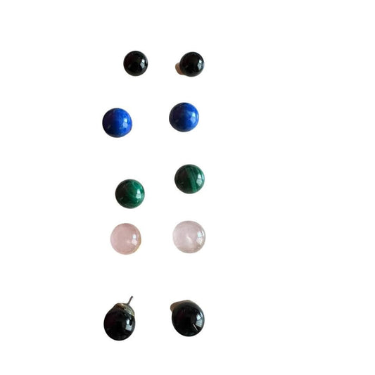 5 SETS OF ASSORTED GEMSTONE STUD EARRINGS 225
