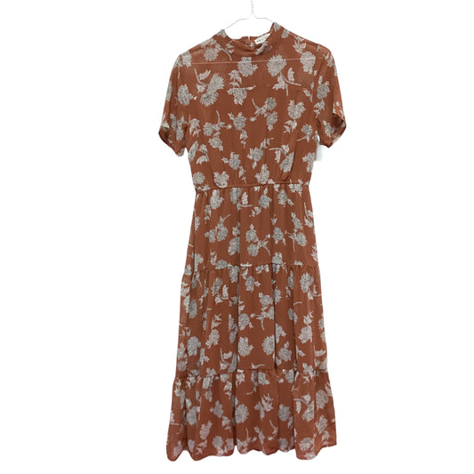 ART + EPHECT BROWN TIERED MIDI FLORAL DRESS - SMALL - 84