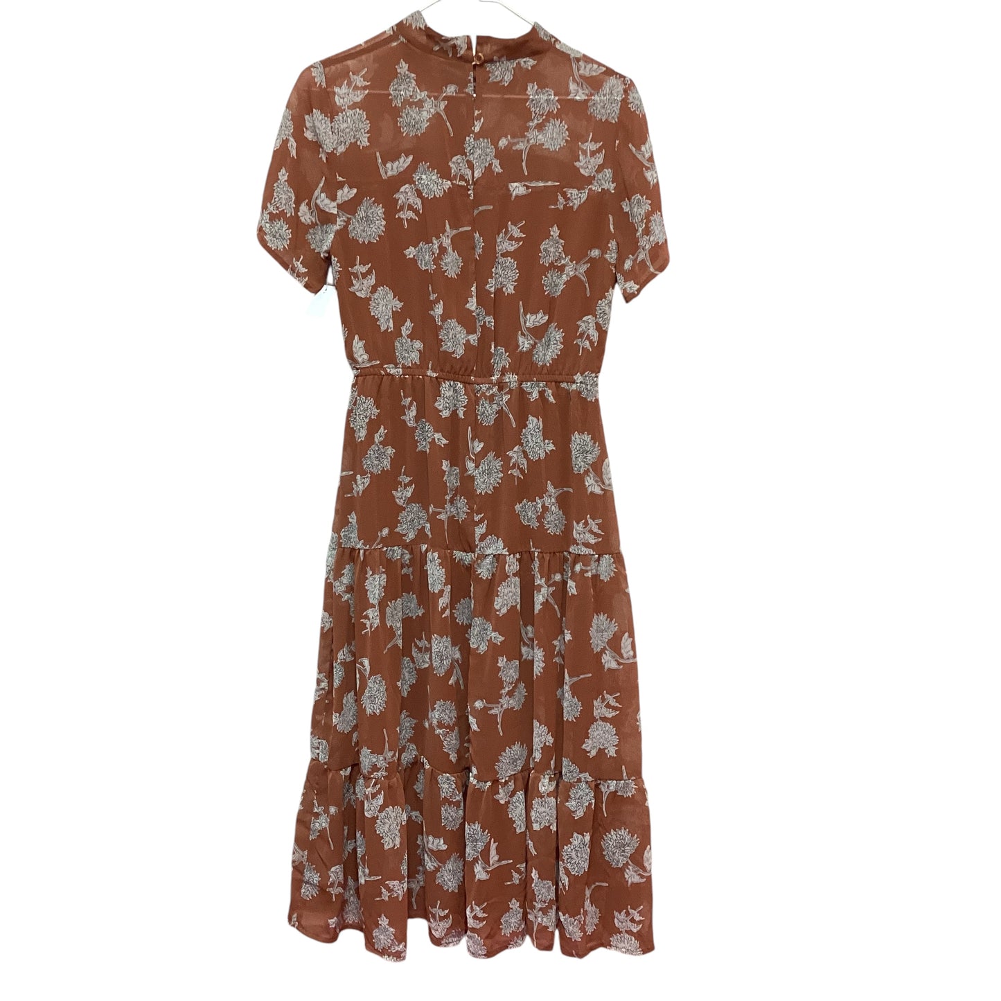 ART + EPHECT BROWN TIERED MIDI FLORAL DRESS - SMALL - 84