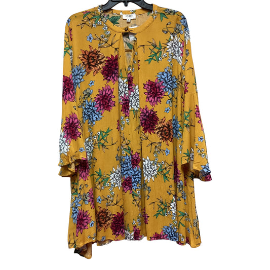 UMGEE MUSTARD YELLOW FLORAL BOHO DRESS - MEDIUM - 191