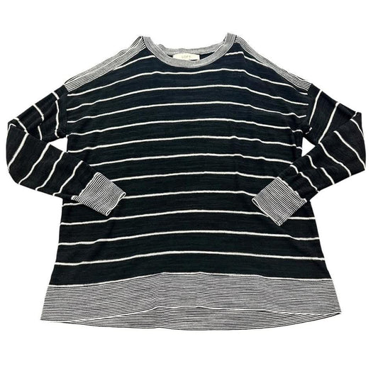LOFT BLACK WHITE COLD SHOULDER SWEATER 100 MEDIUM
