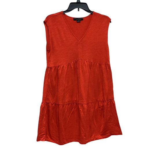 SOCIAL STANDARED RED ORANGE TIERED SLEEVELESS DRESS - SMALL - 84