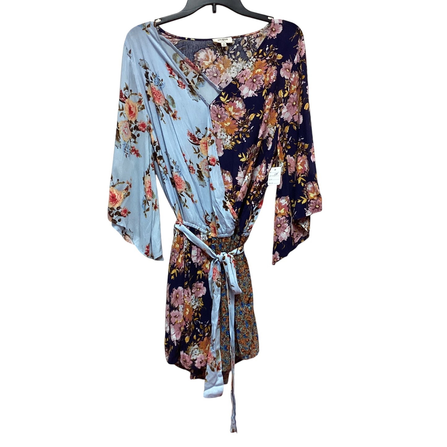 UMGEE NAVY BLUE FLORAL BELTED ROMPER - MEDIUM - 158